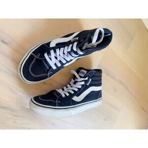 Womens Size 6 Vans SK8 Hightop sneakers Black White Canvas Unisex Style Sz 4.5 B